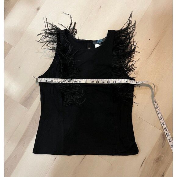 Anthropologie NWT Luxurious Whimsical Bold Fun Glam Retro Chic Feathered Top - Picture 7 of 8